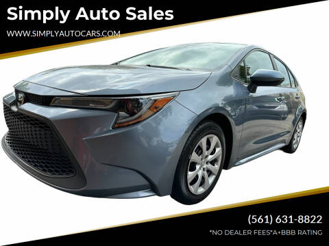 2020 Toyota Corolla for sale at Simply Auto Sales in Palm Beach Gardens FL