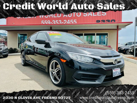 2016 Honda Civic for sale at Credit World Auto Sales in Fresno CA