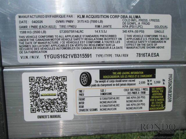 2027 Aluma Utility 7816ESA-TA-EL-BT