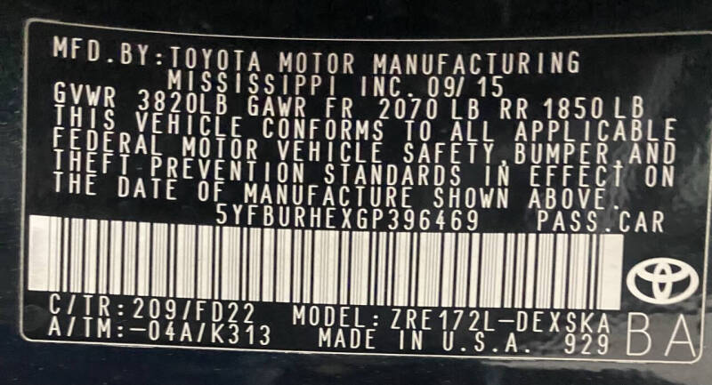 2016 Toyota Corolla S