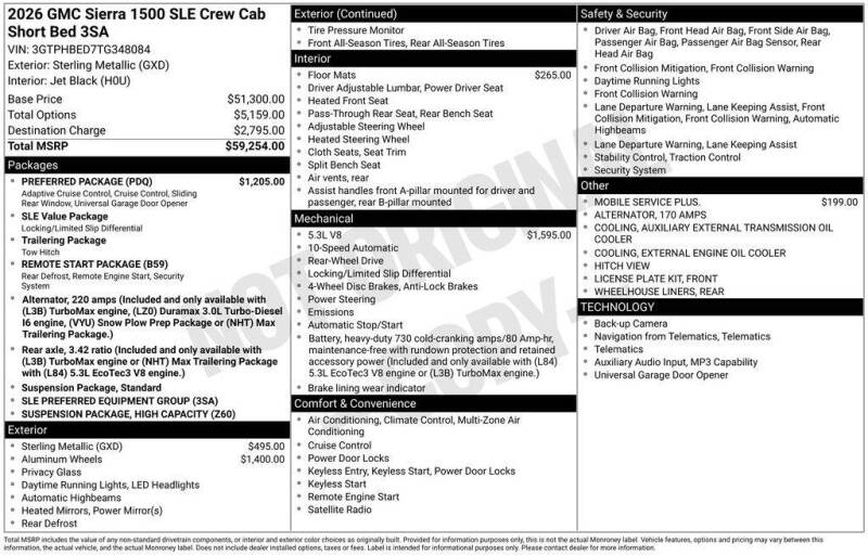 2026 GMC Sierra 1500 SLE