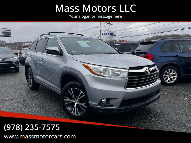 2016 Toyota Highlander for sale at Mass Motors LLC in Worcester MA