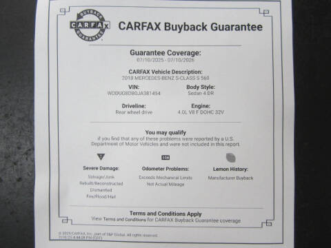 2018 Mercedes-Benz S-Class S 560