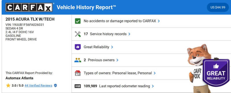 2015 Acura TLX w/Tech