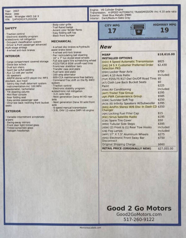 2007 Jeep Wrangler X