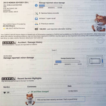 2013 Honda Odyssey EX-L w/DVD