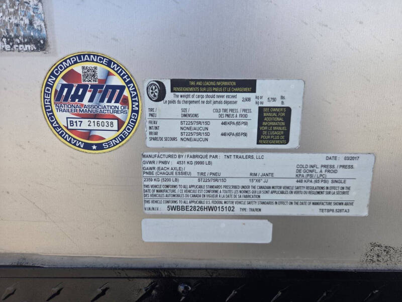 2017 TNT TRAILER V28 FT CAR HOULER