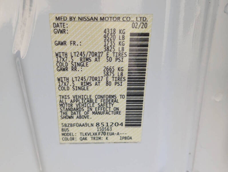 2020 Nissan NV