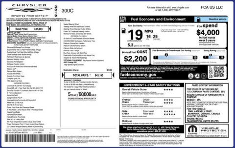 2019 Chrysler 300 C