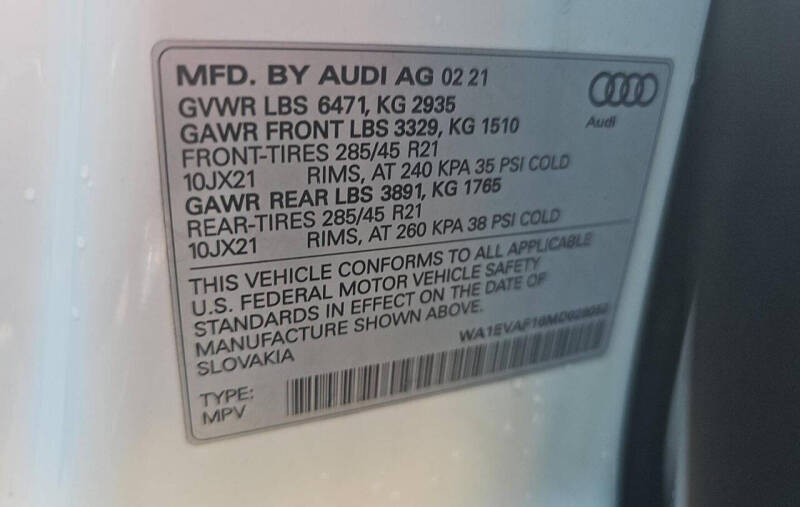 2021 Audi Q8 quattro Premium Plus 55 TFSI