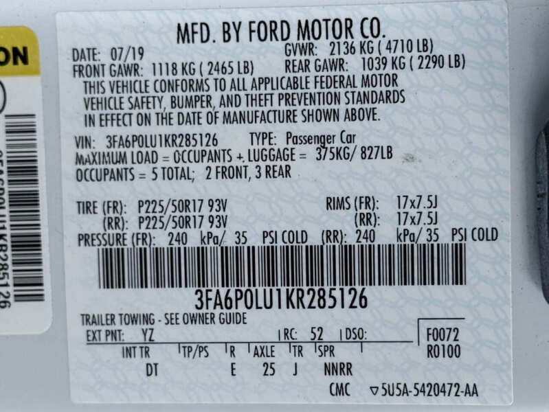 2019 Ford Fusion Hybrid SE
