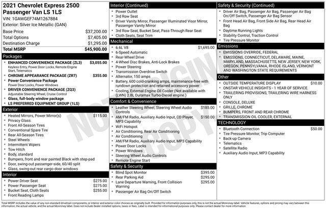 2021 Chevrolet Express LS 2500