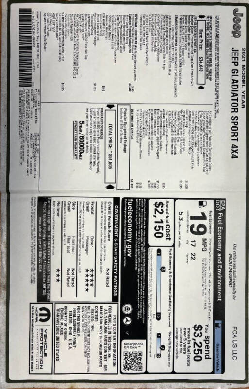 2021 Jeep Gladiator Sport S