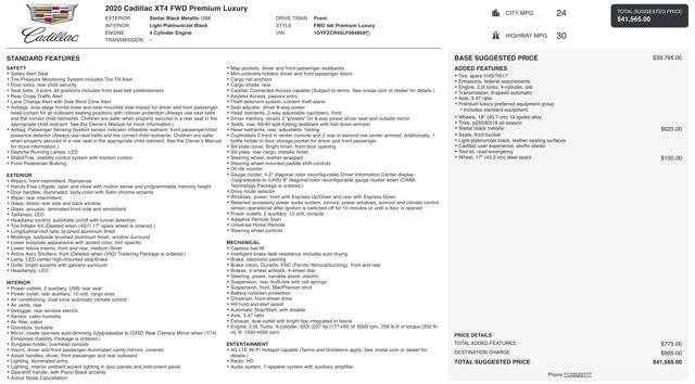 2020 Cadillac XT4 Premium Luxury