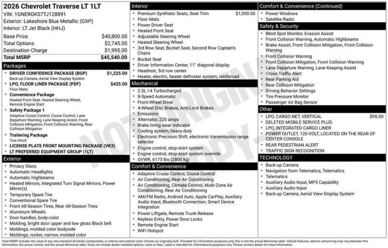 2026 Chevrolet Traverse LT
