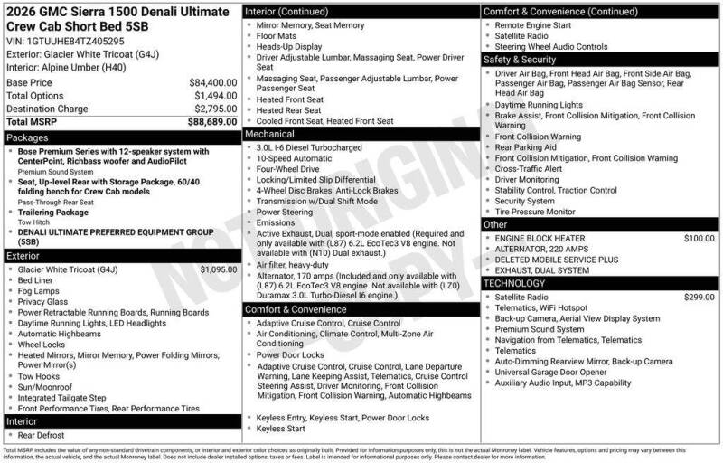 2026 GMC Sierra 1500 Denali Ultimate