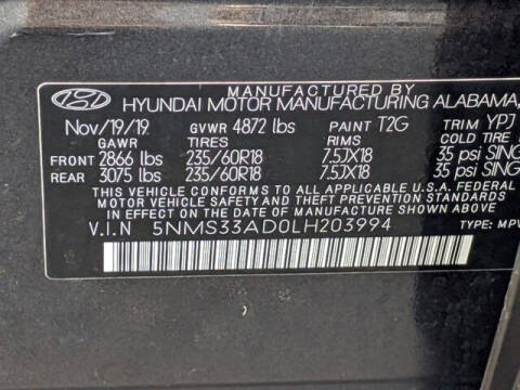 2020 Hyundai Santa Fe SEL