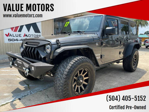 2017 Jeep Wrangler Unlimited for sale at VALUE MOTORS in Kenner LA