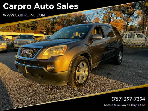 2012 GMC Acadia for sale at Carpro Auto Sales in Chesapeake VA