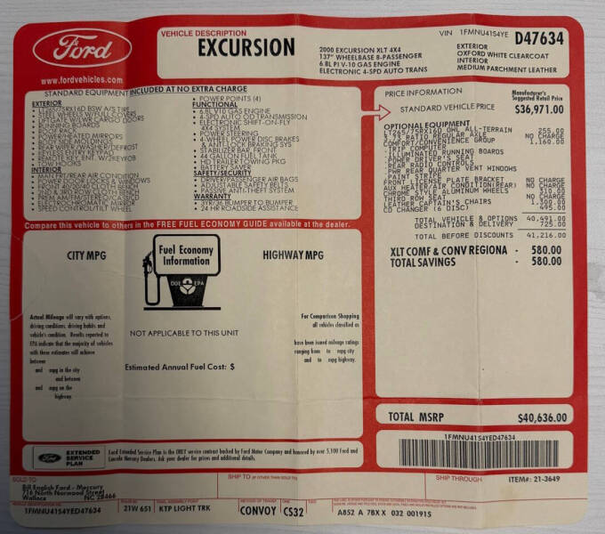 2000 Ford Excursion XLT