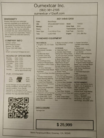 2021 Infiniti QX50 Luxe