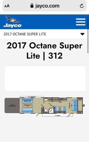 2017 Jayco 38’ Toy Hauler Octane 312 SL