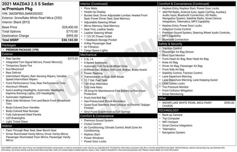 2021 Mazda Mazda3 Sedan Premium