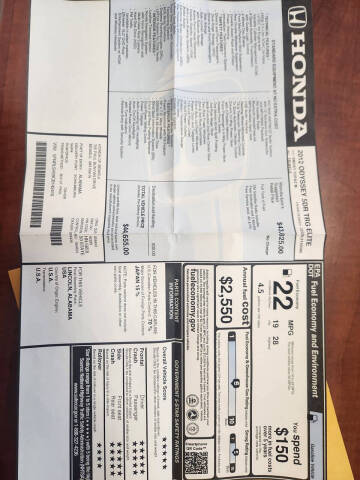 2012 Honda Odyssey Touring Elite