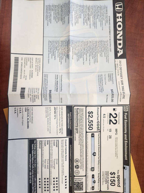 2012 Honda Odyssey Touring Elite