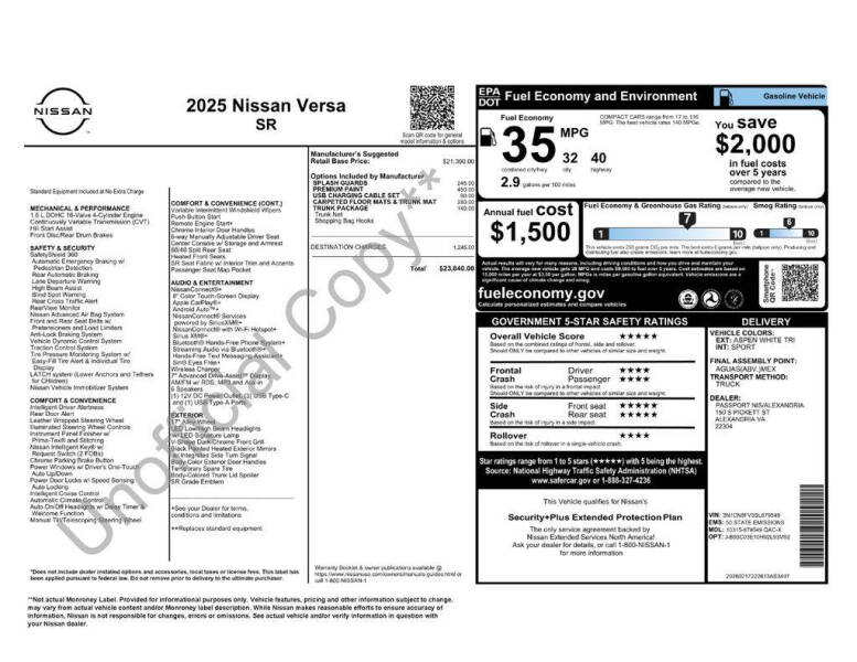 2025 Nissan Versa SR