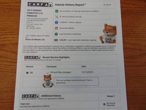 2015 Subaru Forester 2.5i Premium