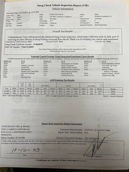 1981 Mercedes-Benz 380-Class 380 SLC