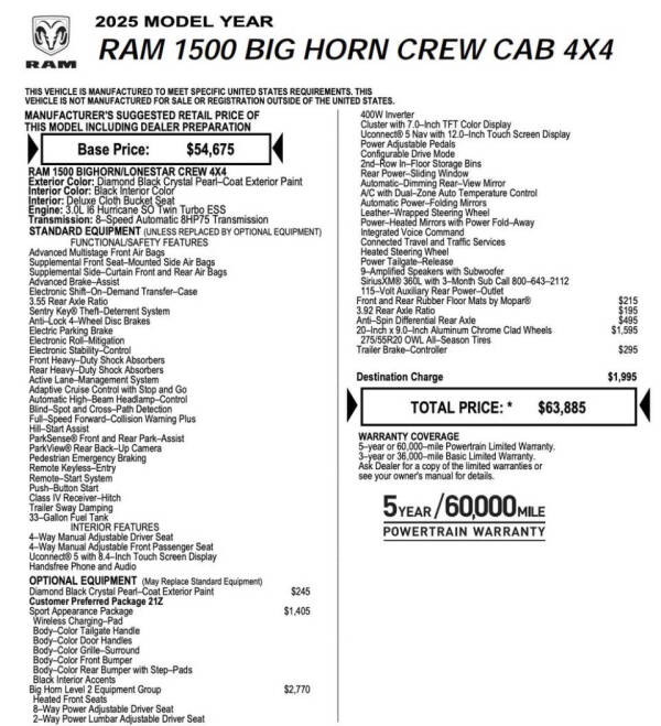 2025 RAM 1500