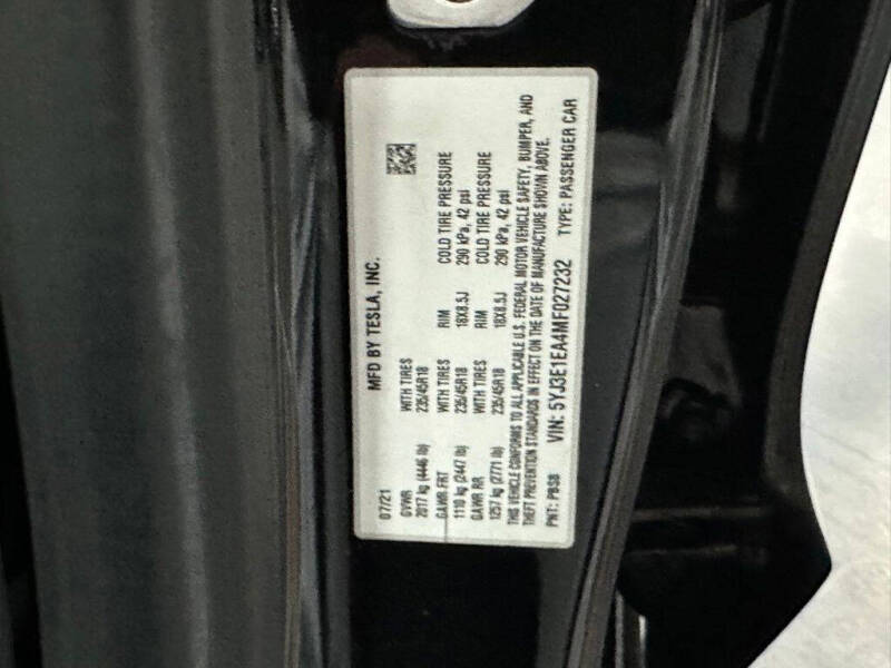 2021 Tesla Model 3 Standard Range Plus
