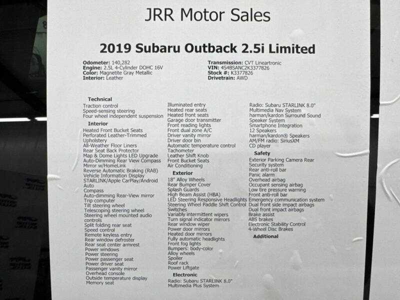 2019 Subaru Outback 2.5i Limited