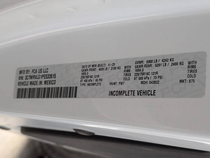 2023 RAM ProMaster 3500 159 WB