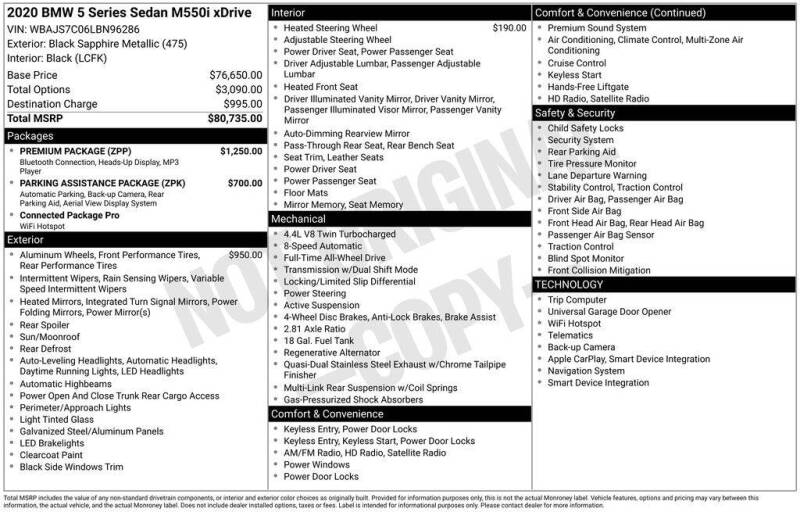 2020 BMW 5 Series M550i xDrive