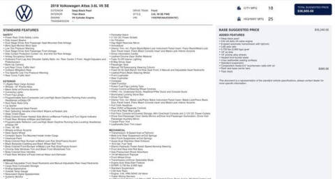 2018 Volkswagen Atlas V6 SE