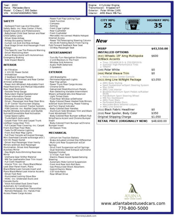 2022 Mercedes-Benz C-Class C 300