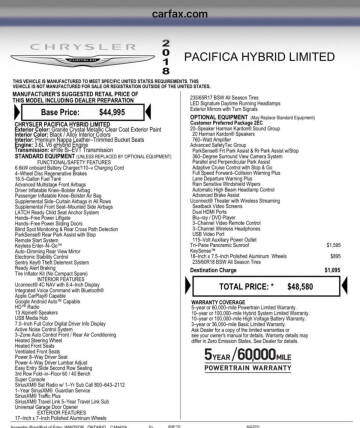 2018 Chrysler Pacifica Hybrid Limited