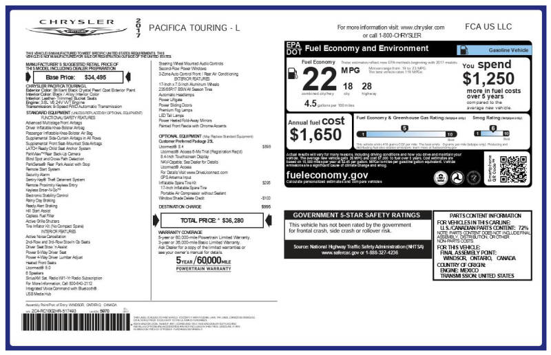 2017 Chrysler Pacifica Touring-L