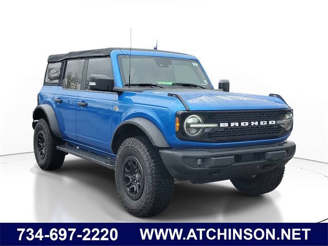 Used 2022 Ford Bronco 4-Door Wildtrak with VIN 1FMEE5DP7NLB57201 for sale in Belleville, MI