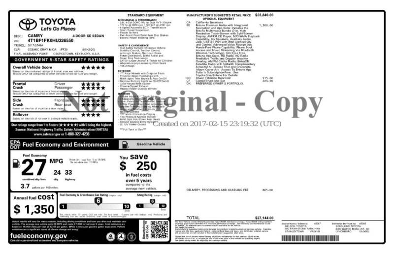 2017 Toyota Camry SE