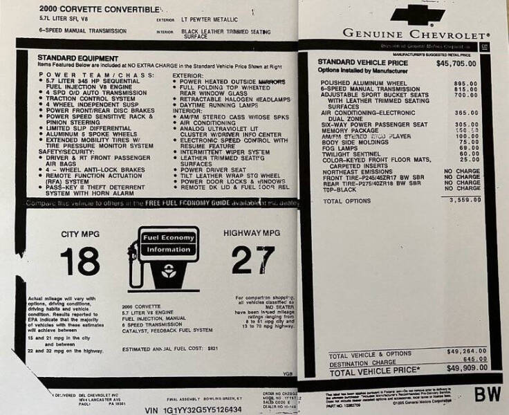 2000 Chevrolet Corvette