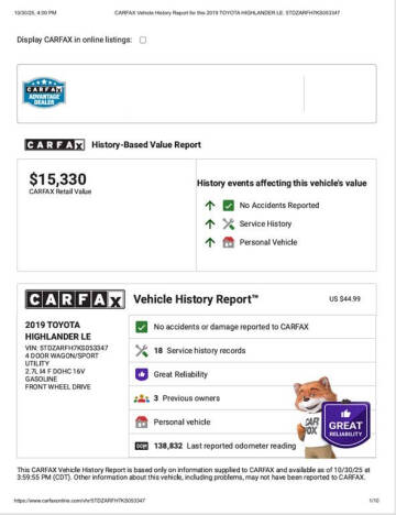 2019 Toyota Highlander LE