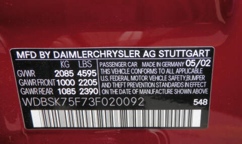 2003 Mercedes-Benz SL-Class SL 500