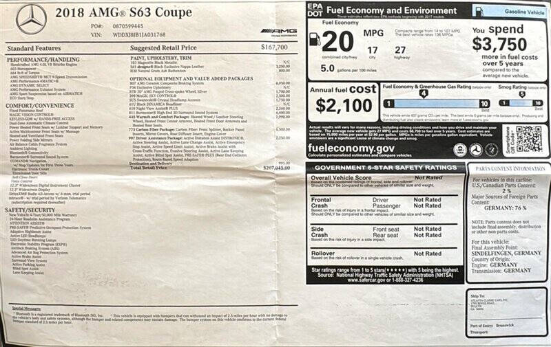 2018 Mercedes-Benz S-Class AMG S 63