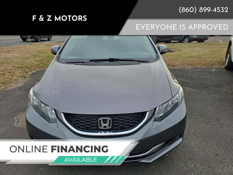 2013 Honda Civic for sale at F & Z MOTORS in Vernon Rockville CT