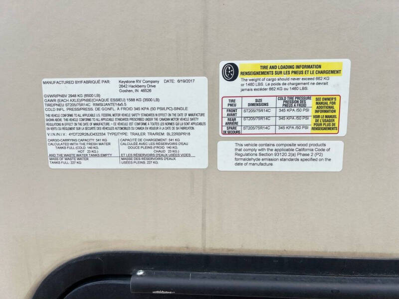 2018 Keystone RV BL22RBPR18