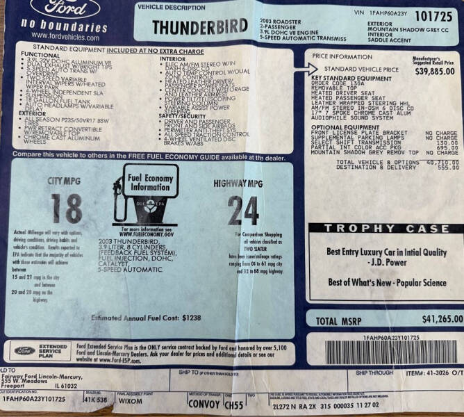 2003 Ford Thunderbird